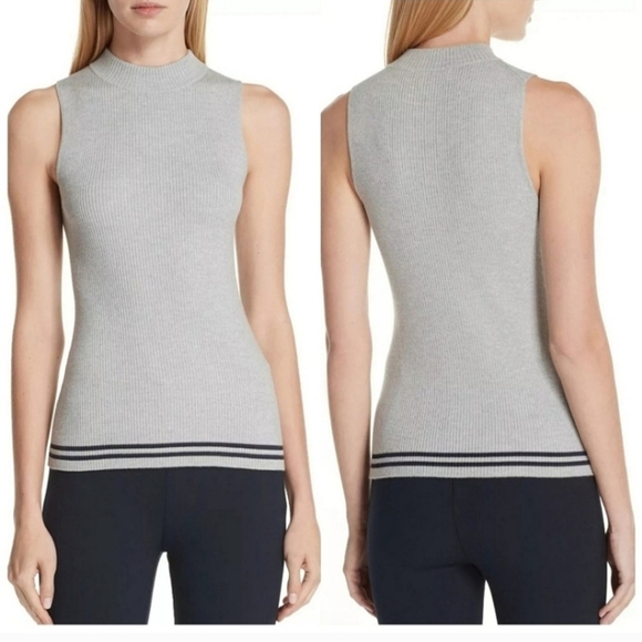 Rag & Bone Alanna Merino Wool Blend Ribbed Knit Sleeveless Sweater Gray Medium - Picture 9 of 11